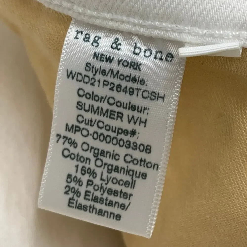 Rag & Bone Nina High Rise Flare Leg Jeans Womens Size 26 Summer White Distressed